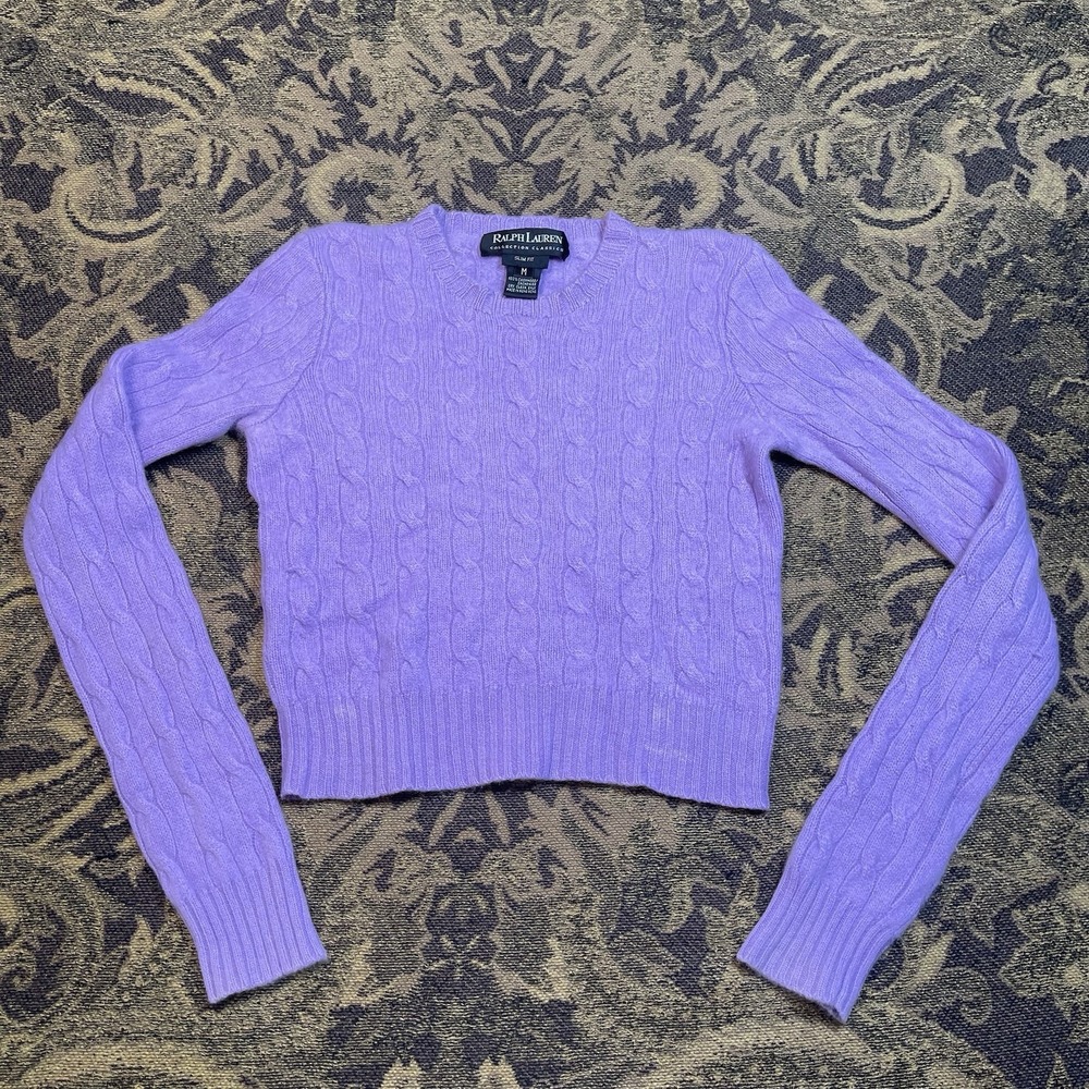 Ralph Lauren Black Label Purple Violet Cashmere Sweater Womens Size Small